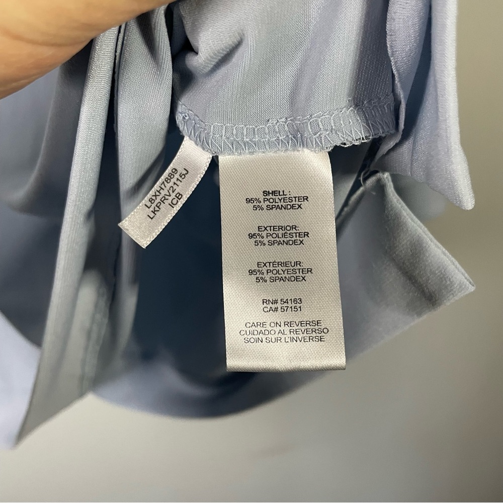 Karl Lagerfeld Light Blue Designer Bell Sleeve Office Business Casual Blouse Lg - Picture 6 of 7